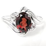 1.95ct Genuine Natural Garnet Gemstone and Diamond 10k White Gold Ring