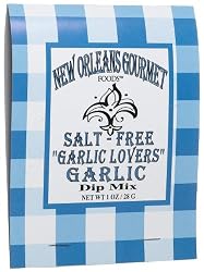 New Orleans Gourmet Foods Salt-Free Garlic Lover's Garlic Dip Mix, 1-Ounce Bags (Pack of 8)