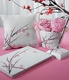 Cherry Blossom Wedding Collection Guest Book, Pen, Ring Pillow, Basket, 4 pieces Set