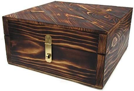 Rustic Wooden Storage Box / Torched Wood Wedding Card Box / Keepsake Box