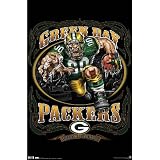 Professionally Framed Green Bay Packers (Mascot, Grinding It Out Since 1921) Sports Poster Print - 22x34 with RichAndFramous Black Wood Frame