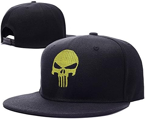 Punisher Logo Adjustable Snapback Caps Embroidery Hats - Black/Yellow