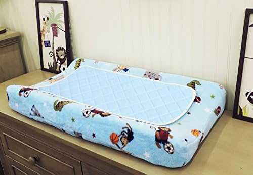 Bamboo Changing Pad Liners Waterproof Washable ♦ Protector For Diaper Change Pad ♦ Travel Changing Mat ♦ 2 pieces ♦ (Pure White and Baby Blue)