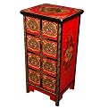 Tibetan 8-Drawer Dresser - Red