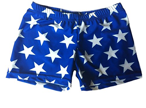 Blue with White Stars Spandex Shorts (available in 3 lengths)