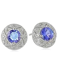 Sterling Silver Tanzanite and Diamond-Accented Earrings