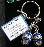 Ganz Birthstone Engravable Keychain Keepsake (September - Sapphire)