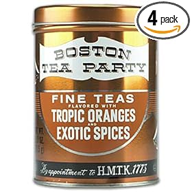 Boston Tea Party, Tropic Oranges and Exotic Spices, 25 Count Tins (Pack of 4)