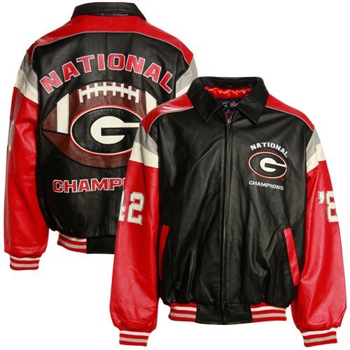 Georgia Bulldogs Black 2-Time National Champions Commemorative Leather Jacket (Medium)