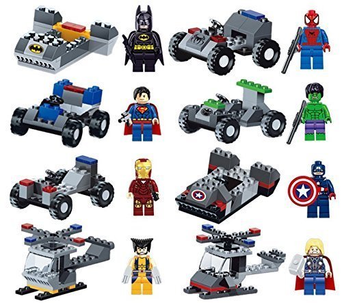 Lot of 16 Set Building Block Toy Action Mini Figure Super Heroes with Vehicle Kids Gift Compatible With Lego by Other