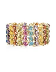 Stunning Multi Color CZ Cabochon Wide Bracelet