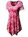 Doublju Women Short Sleeve Scoop Neck All Over Tie-dye Tunic Top