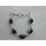 Tribal Fashion Jewelry Black Stone Studded Silver Bracelet India