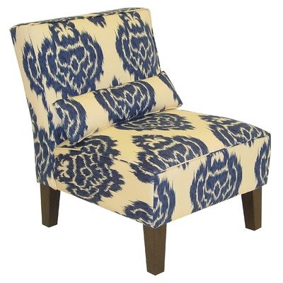 Armless Chair Color: Diamonds Blue Ikat