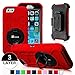 iPhone 6 Plus Case - Fintie Commander Series Three Layer Hard Shell Cover Holster with Built-in Rotating Stand and Belt Swivel Clip for Apple iPhone 6 Plus (5.5), Black/Red