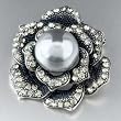 Silver Rose Swarovski Crystal Brooches & Pins