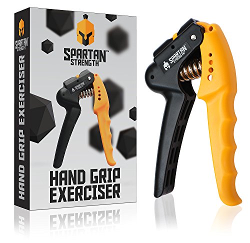 Hand Grip Strengthener SPARTAN STRENGTH Premium Hand Gripper Exerciser Trainer FREE Workout Guide 4 Adjustable Resistance Levels