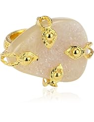Devon Leigh 18k Gold-Plated and Rainbow Druzy Quartz Ring, Size 7