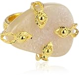 Devon Leigh Rainbow Drusy Quartz 18k Plated Ri