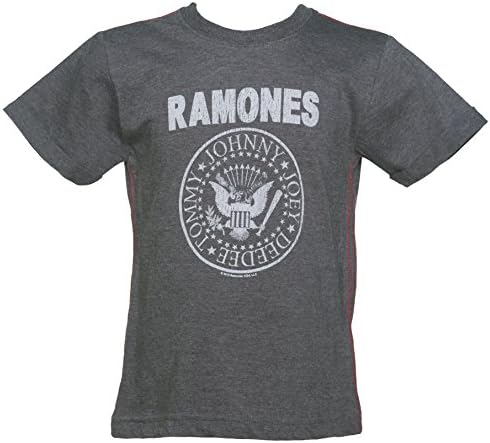 Kids Dark Grey Marl Classic Ramones Logo T Shirt from Amplified Kids
