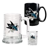 NHL San Jose Sharks 15-Ounce Tankard, 15-Ounce Ceramic Mug & 2-Ounce Shot Glass Set - Primary Logo