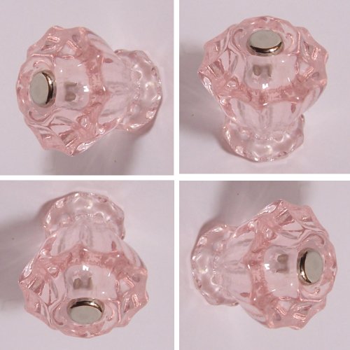 Lots of 4 True Pink Antique type double fluted BiFold, Furniture, Cabinet knob Pulls plus, Plus Nylon Protect Caps and Connecting screws to fit both 3/4