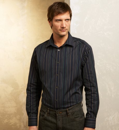 Big & Tall Slim Fit Autograph Long Sleeve Multi-Stripe Shirt