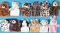 6pc - Plush soft cuddly Animal Hand Puppets -new!