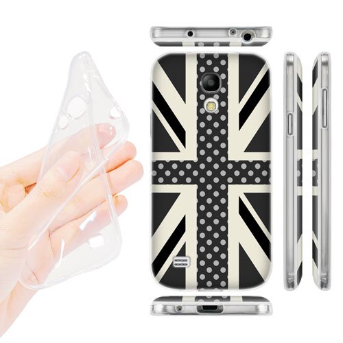 Head Case Designs Onyx Polka Dots Union Jack Collection Soft Gel Back Case Cover for Samsung Galaxy S4 mini I9190 Duos I9192