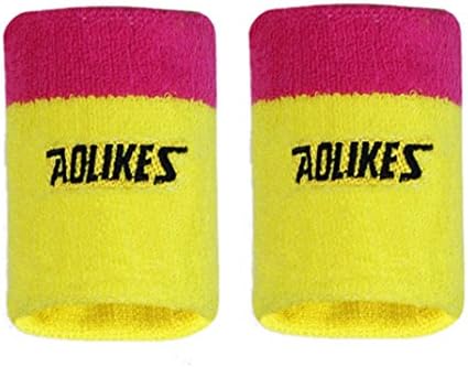 Penagy Wrist Wrap Compression Wrist Sleeve Band Support Strap One size (Pack of 2) - Yellow and Rose Red