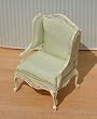 Dollhouse Miniature White Hand Painted Pale Green Arm Chair
