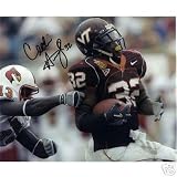 Cedric Humes Autographed Virginia Tech Hokies (Purple Jersey Horiz) 8x10 Photo