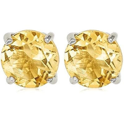 Sterling Silver 6mm Round Citrine Earrings