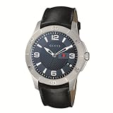 Gucci Men`s YA126220 G Timeless Blue Dial Black Leather Strap Watch