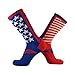 Epivive Velocity American Flag Patriotic Athletic Crew Socks Royal Blue / Red (Medium)