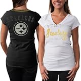 NFL Touch by Alyssa Milano Pittsburgh Steelers Ladies In The Bleachers Premium T-Shirt - White-Black (Small)