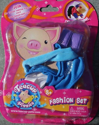 Teacup Piggies Fashion Set - Blue Dress and Scarf Dress up Set