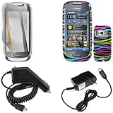 iNcido Brand Nokia Astound C7-00 Combo Rainbow Zebra Protective Case Facepl ....