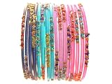 Beachcombers! Ethnic Glass Indian Wedding Bridal Bollywood Bangles Belly Dance Bracelets Set HOT PINK, Turquoise, Lavender, Blue