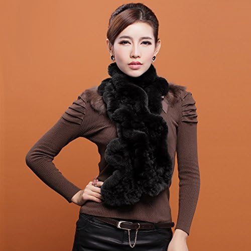 Mingxin genuine rabbit fur thick long warm scarf fluffy collar neck shawl stole