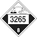 Accuform MPL787RM100 4-Digit DOT Placards 3265(Corrosive Liquid Acidic Organic nos)10 3/4"x10 3/4" Removable Vnyl 100PK
