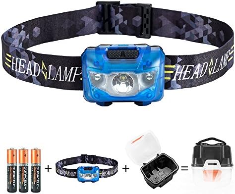 Led Headlamp Flashlight with 5 Modes Red LED Light - Super Bright, Great for Camping, Running, Hiking, Dog Walking, Kids, Reading, Hiking, DIY &amp; More, 3 AAA Batteries and Camping Lantern Case Included