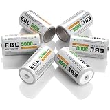 EBL C Industrial Battery Cell 5000mAh Ni-MH Rechargable Batteries, 6 Counts