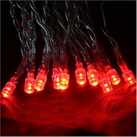 Red Battery Operated LED Fairy Lights 10 Bulb Static
