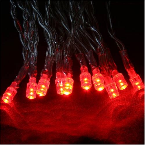 Red Battery Operated LED Fairy Lights 10 Bulb Static