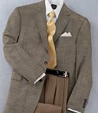 Executive 2-Button Patterned Black/Cream Plaid Sportcoat