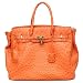 Designer Inspired London Office Tote Ostrich Finish - Orange