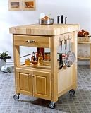 Double Door Kitchen Cart with Butcher Block Top