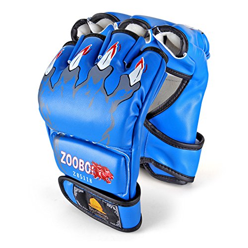 Flexzion half finger boxing gloves (blue) - grappling m…