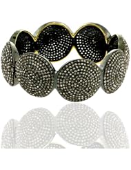 Diamond Pave Bangle 14kt Yellow Gold Bracelet Silver Designer Jewelry